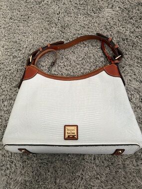 Dooney & Bourke White and Brown Textured Shoulder Bag